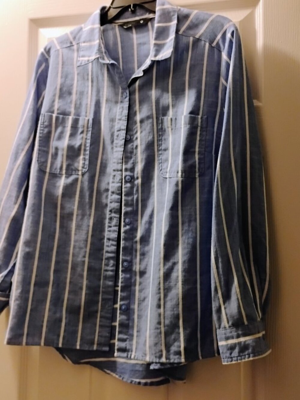 Striped chambray button down